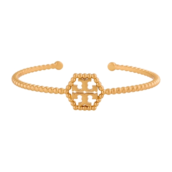 Tory Burch Gold Milgrain Hex Cuff Bracelet Like New - Picture 2 of 7